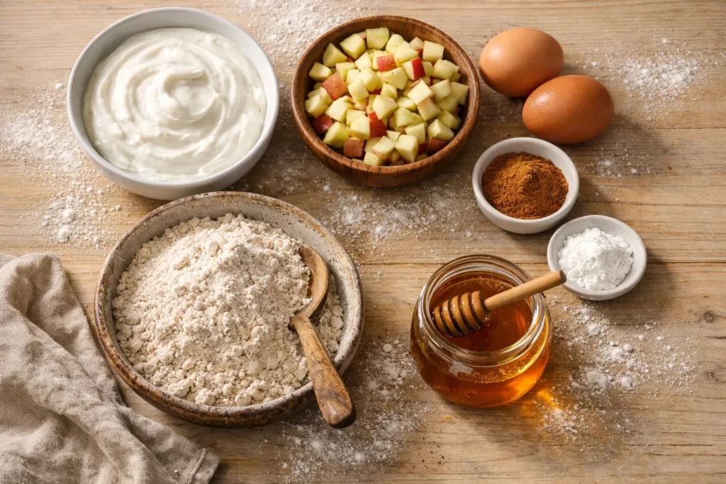 ingrediënten voor appel kaneel yoghurt muffins