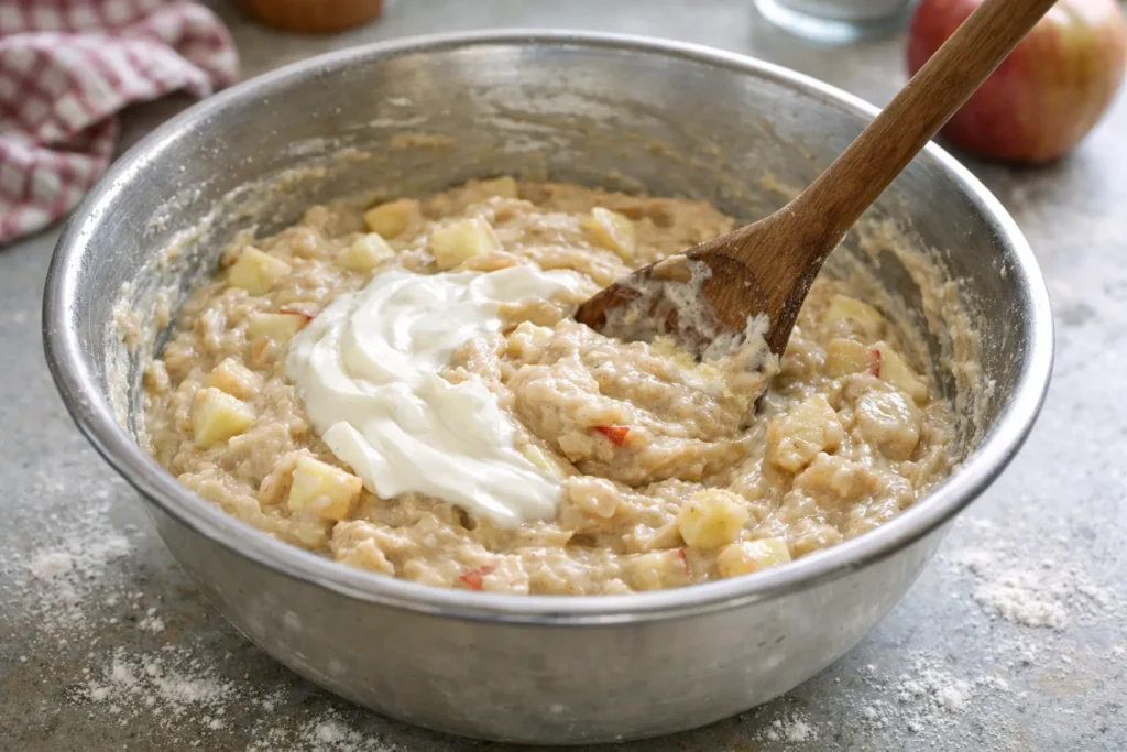 beslag voor appel kaneel yoghurt muffins