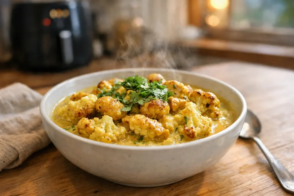 bloemkoolcurry met kip uit de airfryer