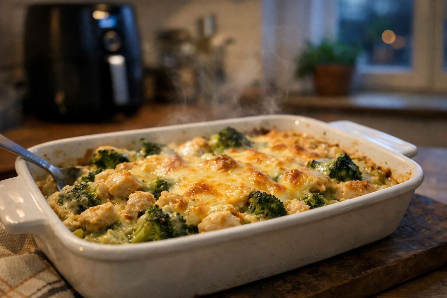Ovenschotel met kip en broccoli uit de airfryer