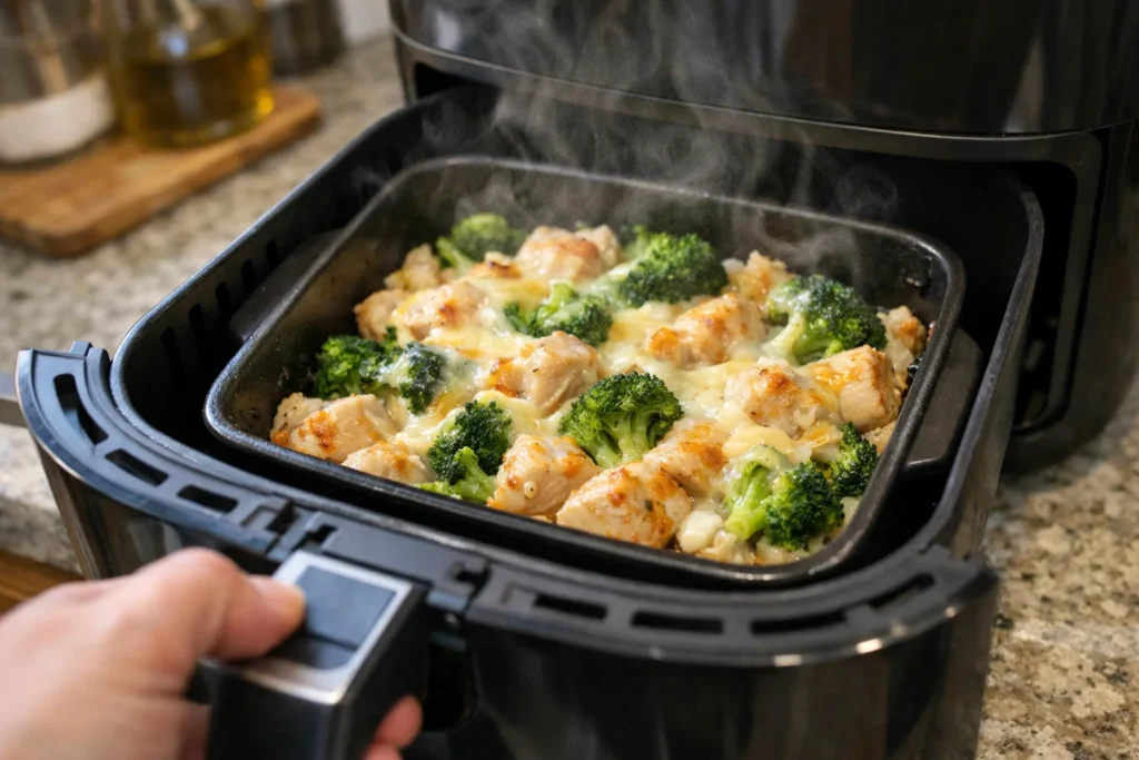 ovenschotel met kip en broccoli in de airfryer